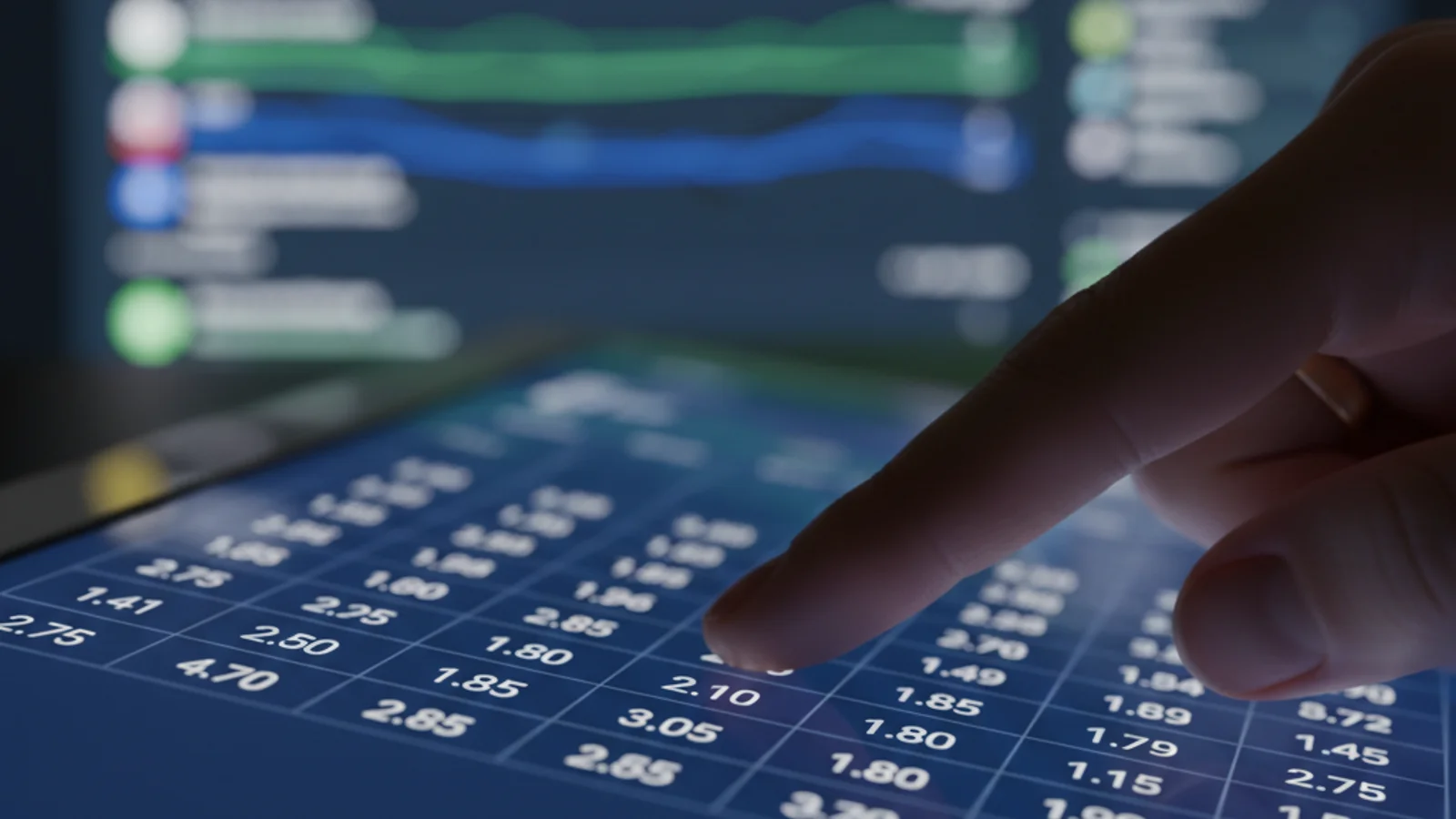 Cupón de apuestas deportivas mostrando cuotas en formato decimal sobre una pantalla
