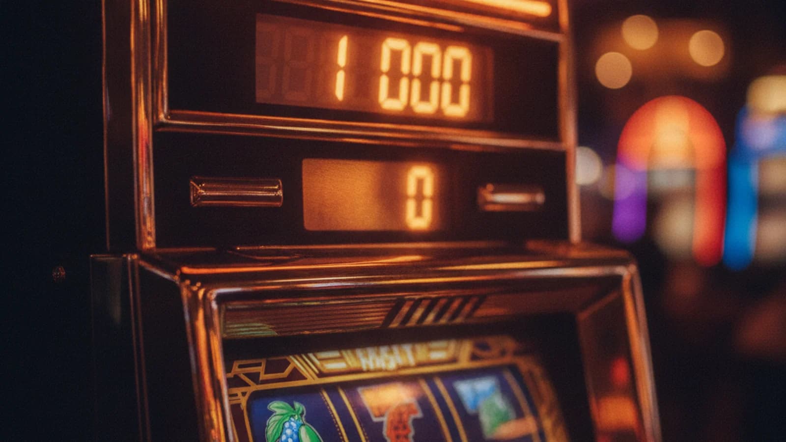 Glowing jackpot counter above a slot machine screen