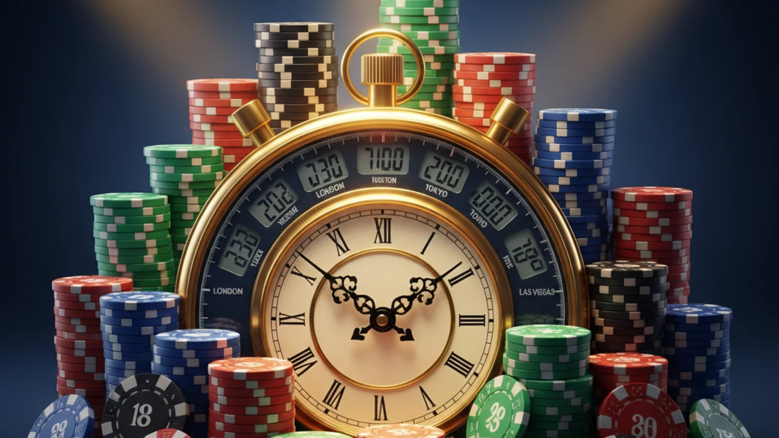 Golden clock face with spinning hands