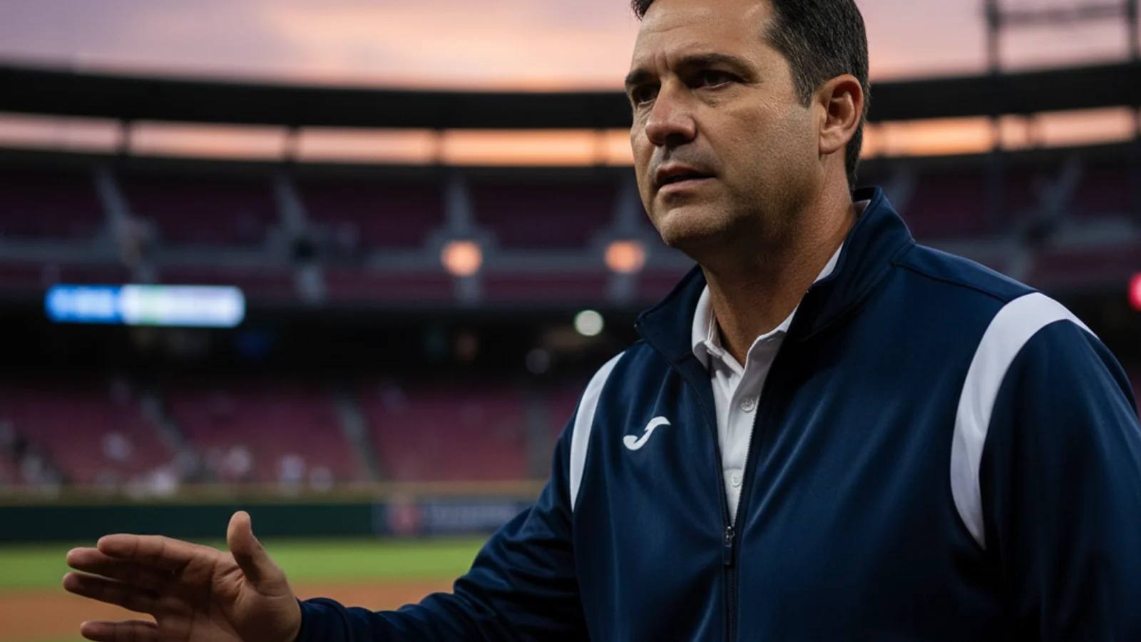 Eric Acuña gesturing confidently during a tactical briefing